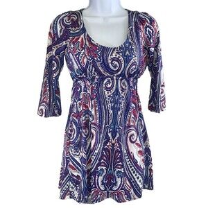 Colada Co Tunic Blouse Mini Dress Women's Size S Milkmaid Empire Waist Y2K Retro